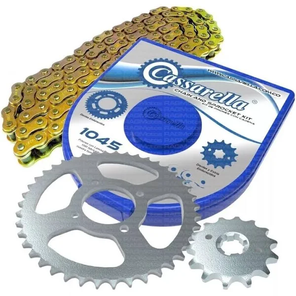 Kit de piñones con cadena - KLX 150 4 Huecos (PT44C - PD14C - 428 - 132 - C) Dorada Cassarella