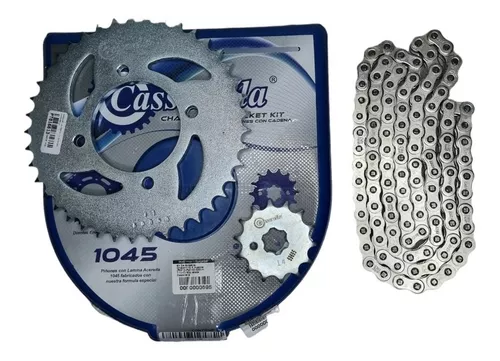 Kit de piñones con cadena - XTZ 125 4 Huecos (PT50C - PD14C - 428 - H - 132 - C) Niquelada Cassarella