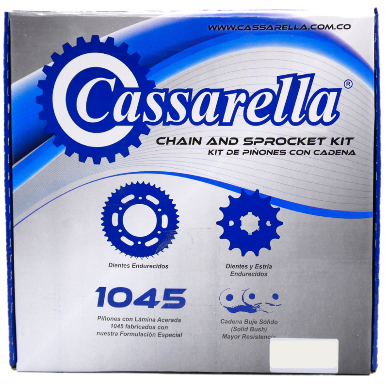 Kit de piñones con cadena - Z 250 6 Huecos (PT45C  - PD14C - 520 - H - 110 - C) Niquelada Casarella